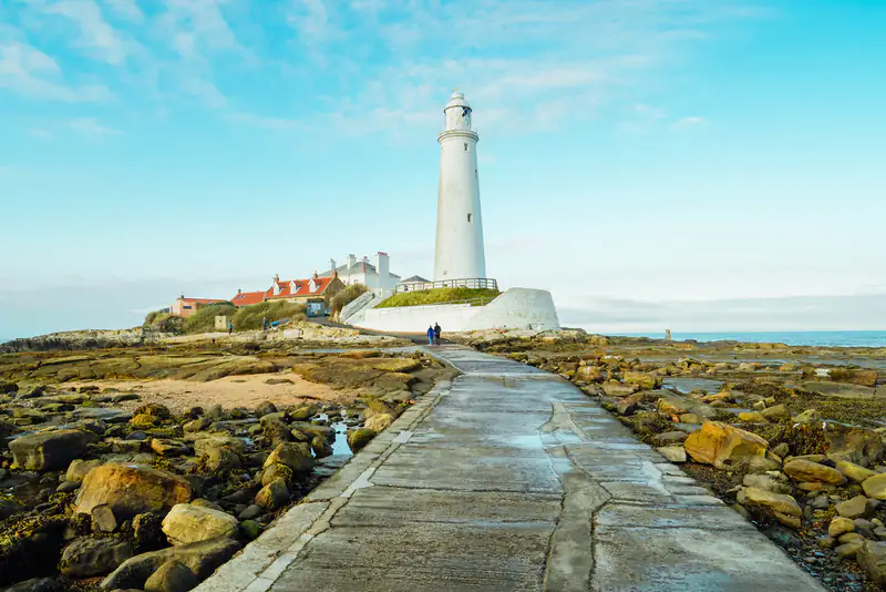 Windows and doors in Whitley Bay St Mary's Lighthouse and the rocky shore, Whitley Bay